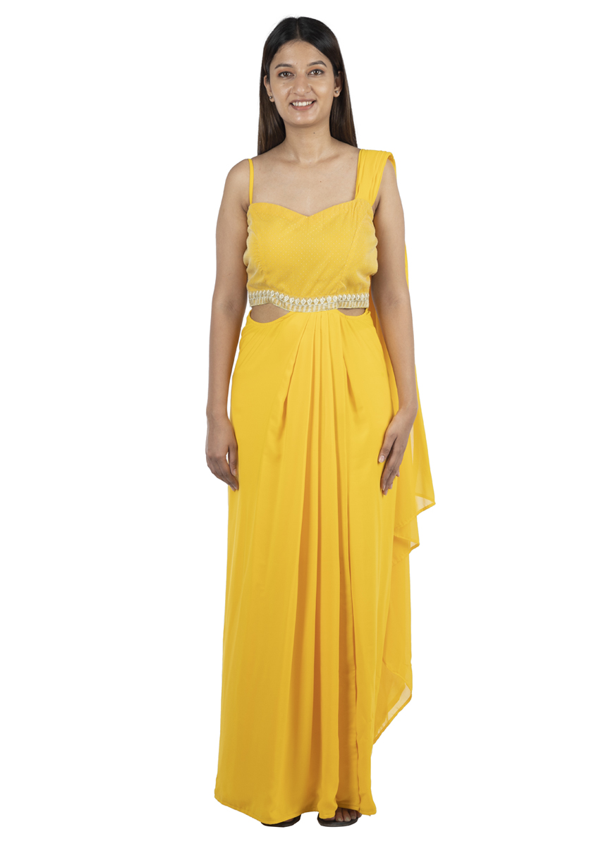 Buy INDYA Embellished Nylon Round Neck Women's Crop Top with Attached  Dupatta | Shoppers Stop